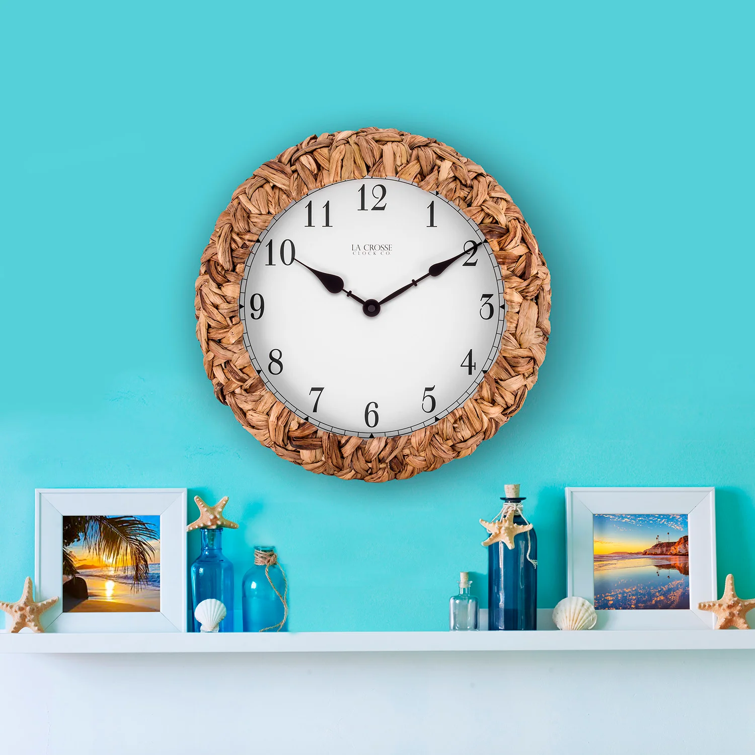14-inch Palm Leaf Wrapped Clock - Image 3