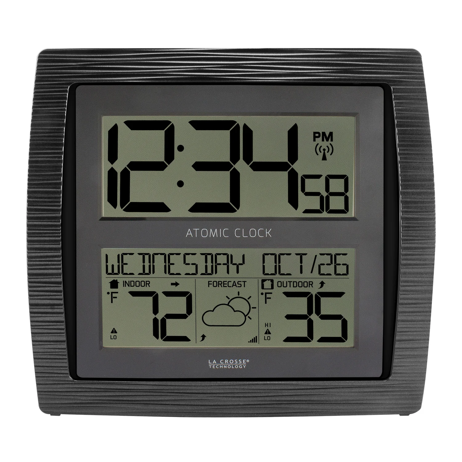 Curved Atomic Wall Clock with Indoor/Outdoor Temperature and Forecast