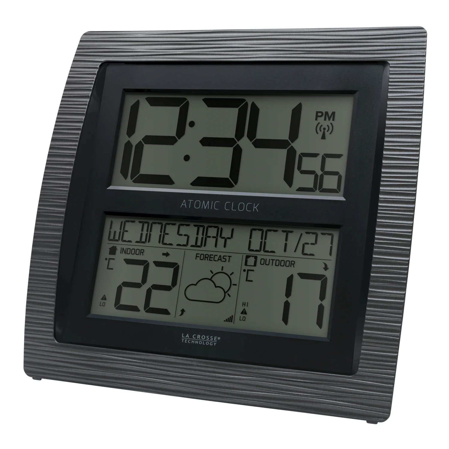 C75723-AU Curved Wall Clock with Indoor/Outdoor Temperature and Forecast - Image 2