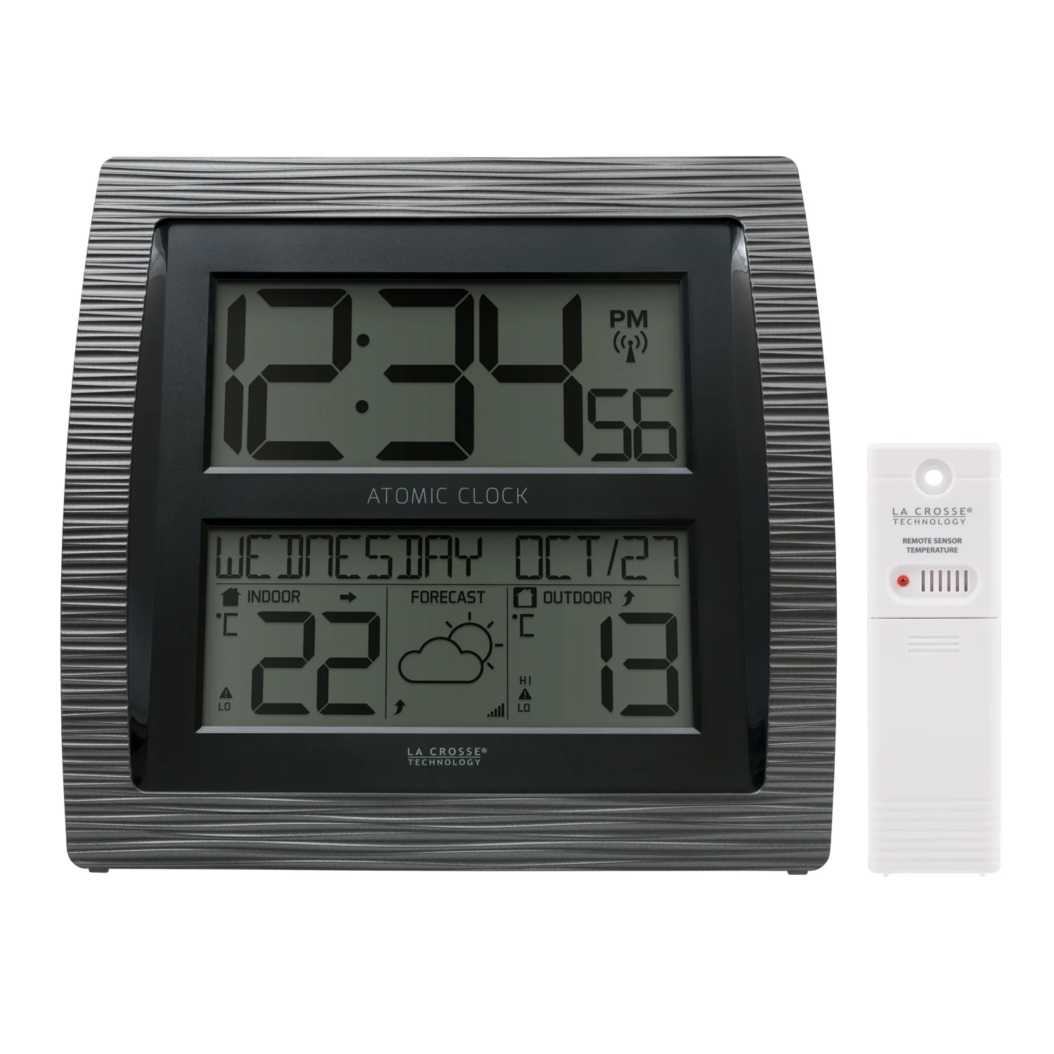 C75723-AU Curved Wall Clock with Indoor/Outdoor Temperature and Forecast - Image 3