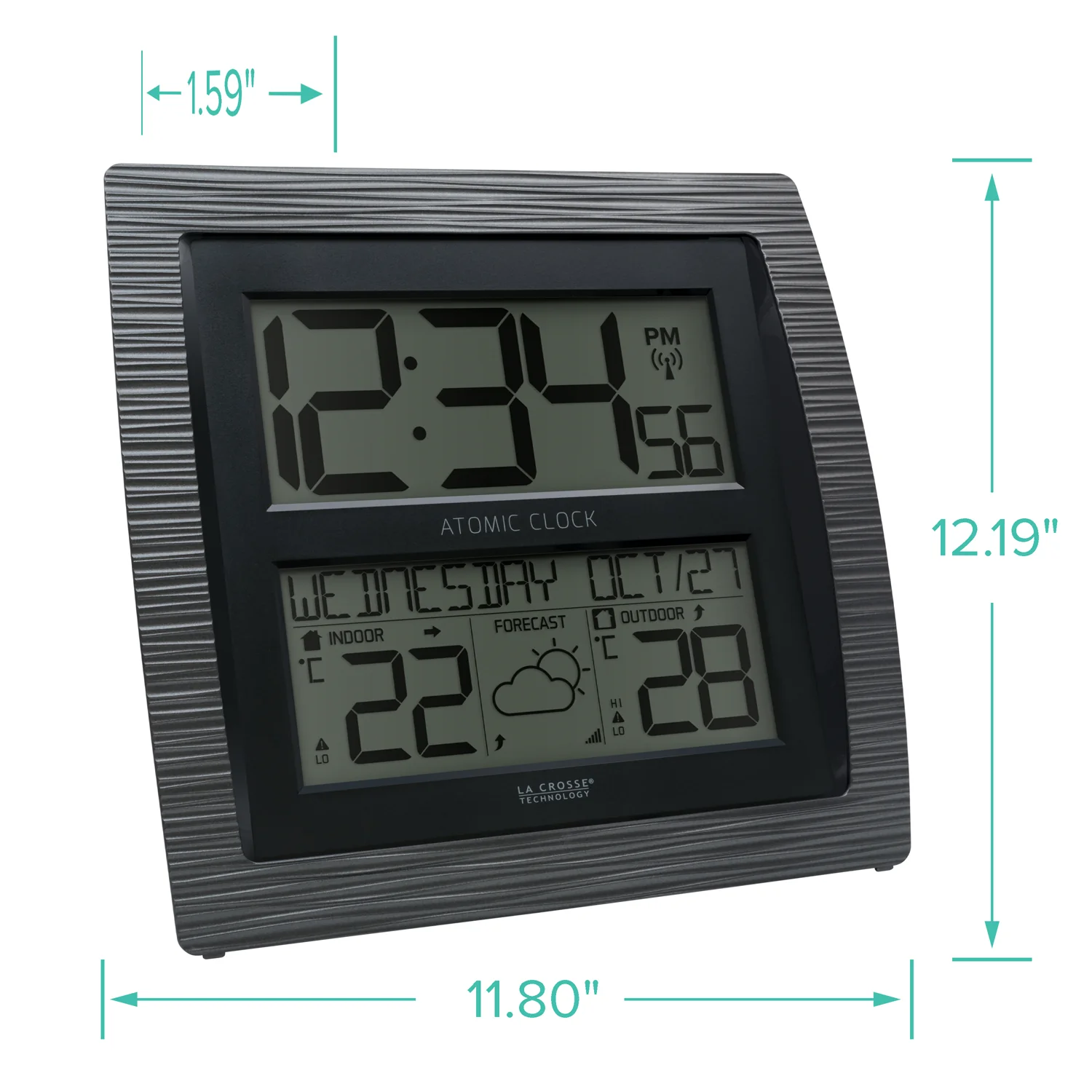 C75723-AU Curved Wall Clock with Indoor/Outdoor Temperature and Forecast - Image 4