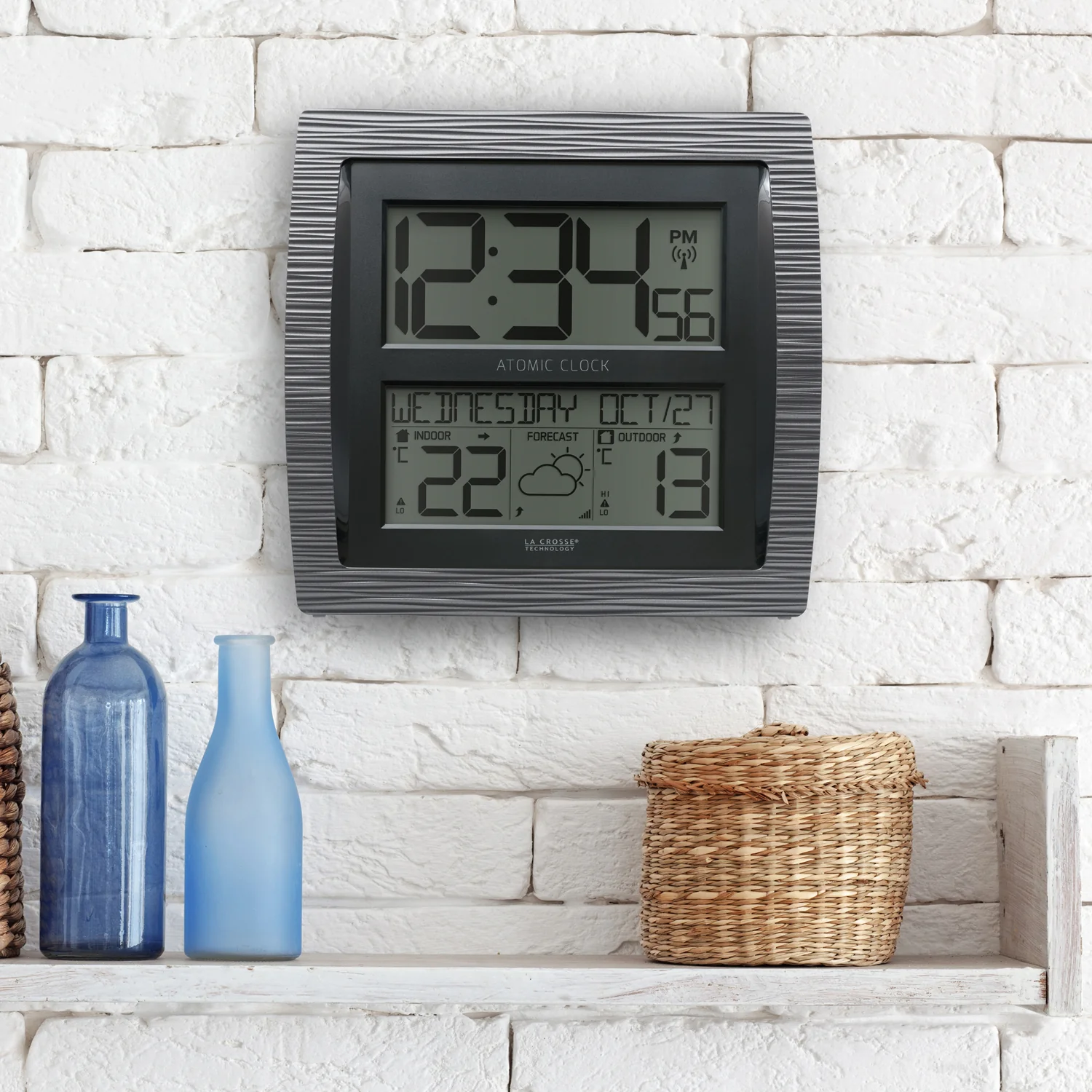 C75723-AU Curved Wall Clock with Indoor/Outdoor Temperature and Forecast - Image 5