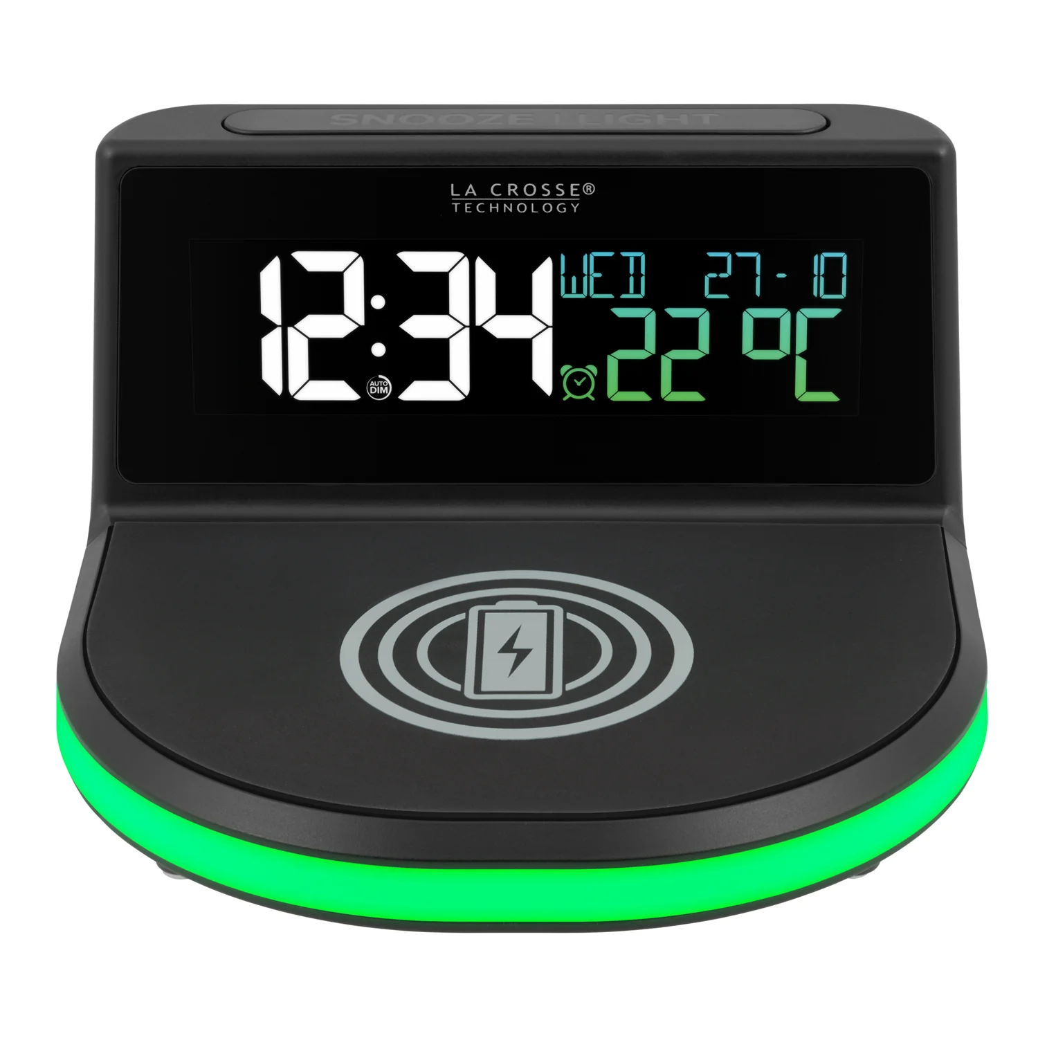 C75785-AU "Glow" Wireless Charging Alarm Clock with Indoor Temperature - Image 5