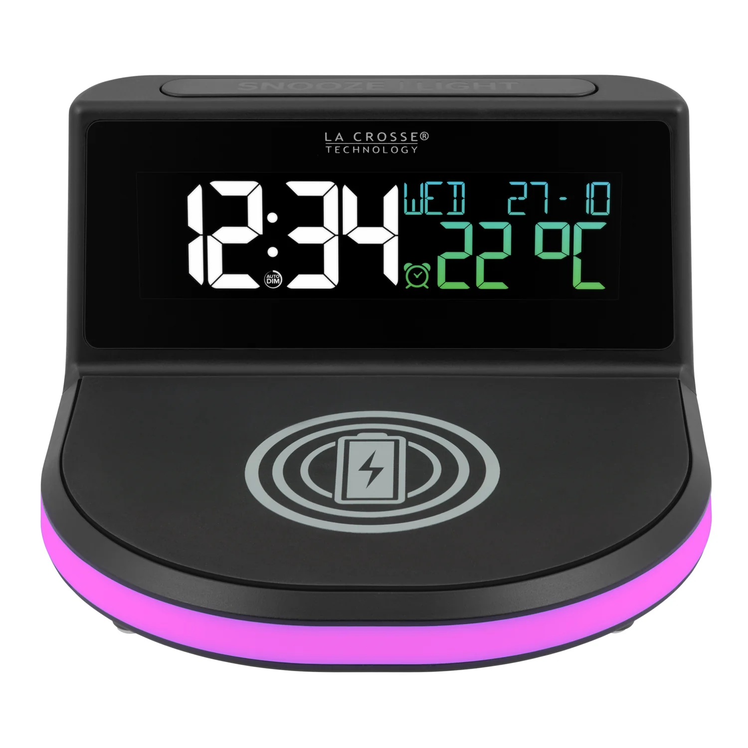 C75785-AU "Glow" Wireless Charging Alarm Clock with Indoor Temperature - Image 6