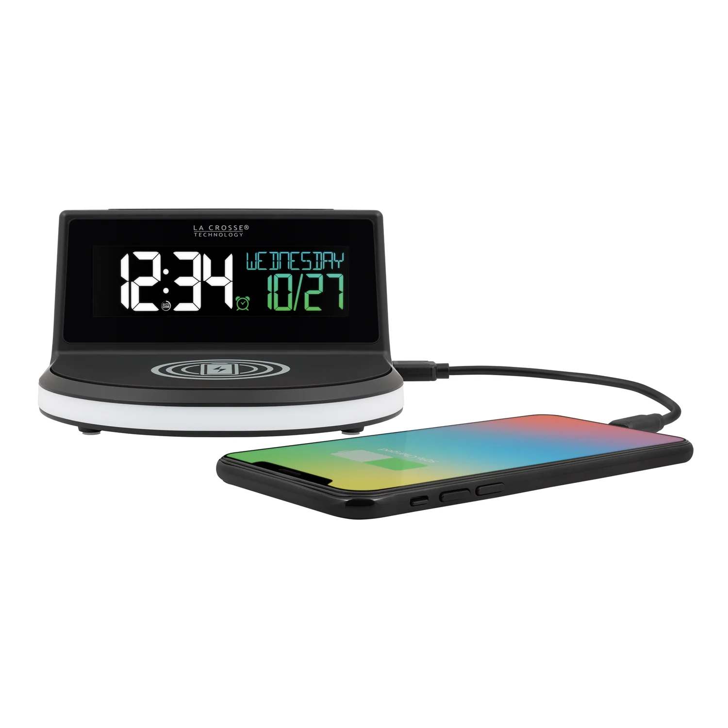 C75785-AU "Glow" Wireless Charging Alarm Clock with Indoor Temperature - Image 7
