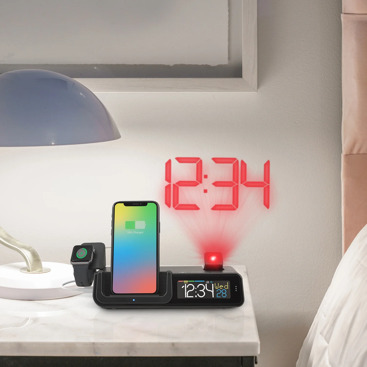 C80765 Wattz Wireless Charging Projection Alarm Clock - Image 4