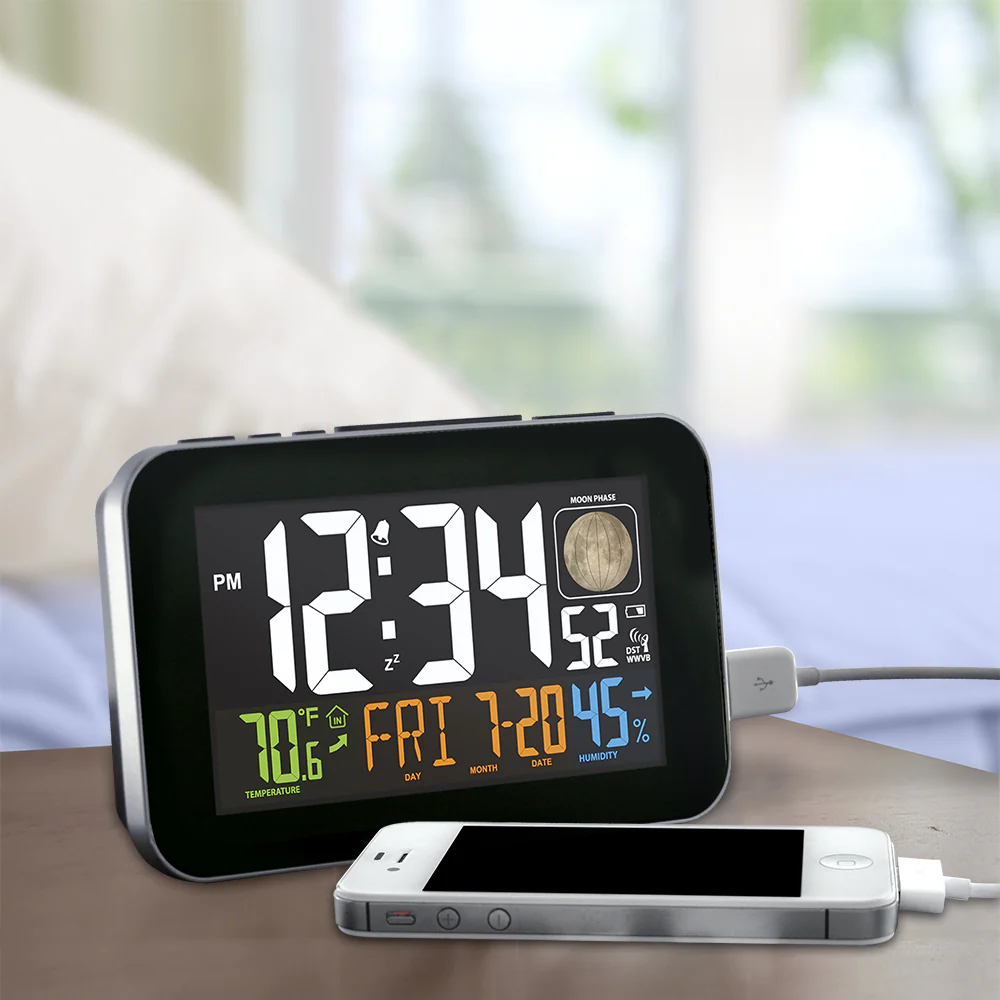 Multi-Color Atomic Alarm Clock with USB Charging  & Snooze - Image 2