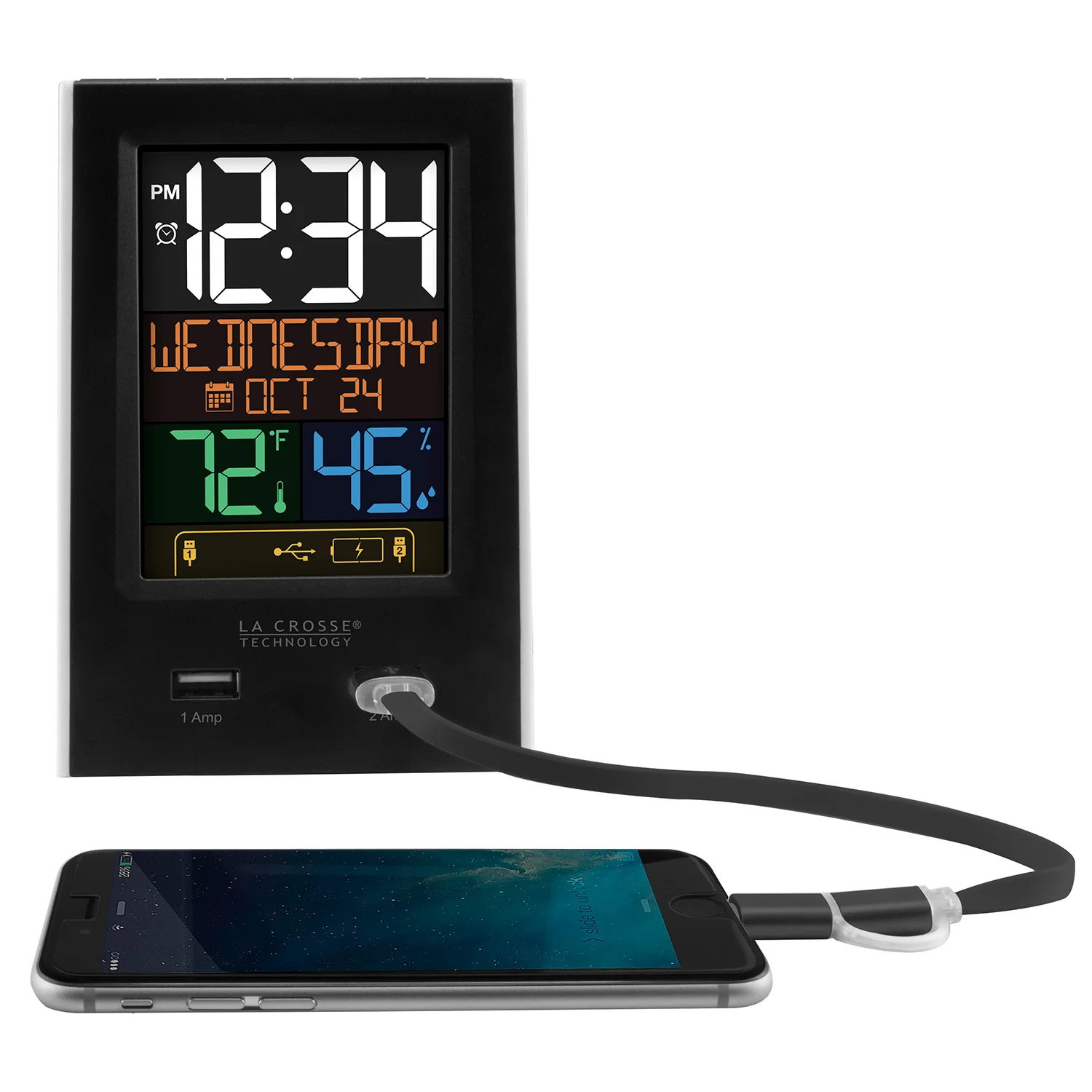 Alarm Clock Charging Station with Two USB Charging Ports