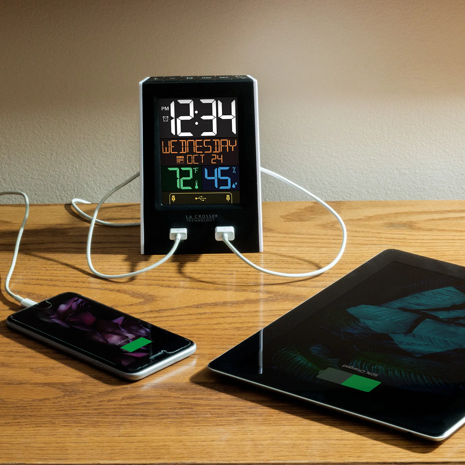 Alarm Clock Charging Station with Two USB Charging Ports - Image 3