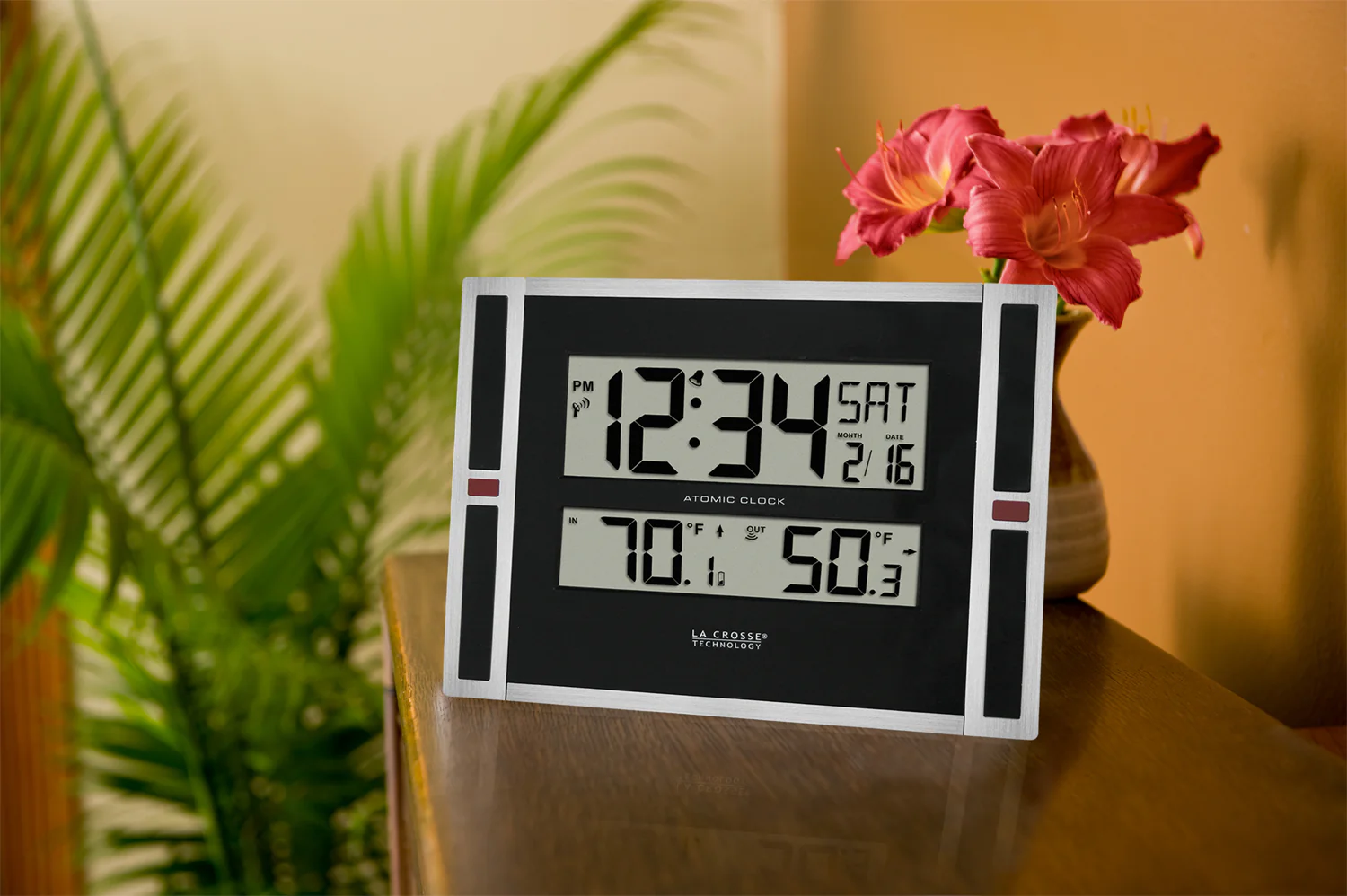 Atomic Digital Wall Clock with Indoor/Outdoor Temperature - Image 3
