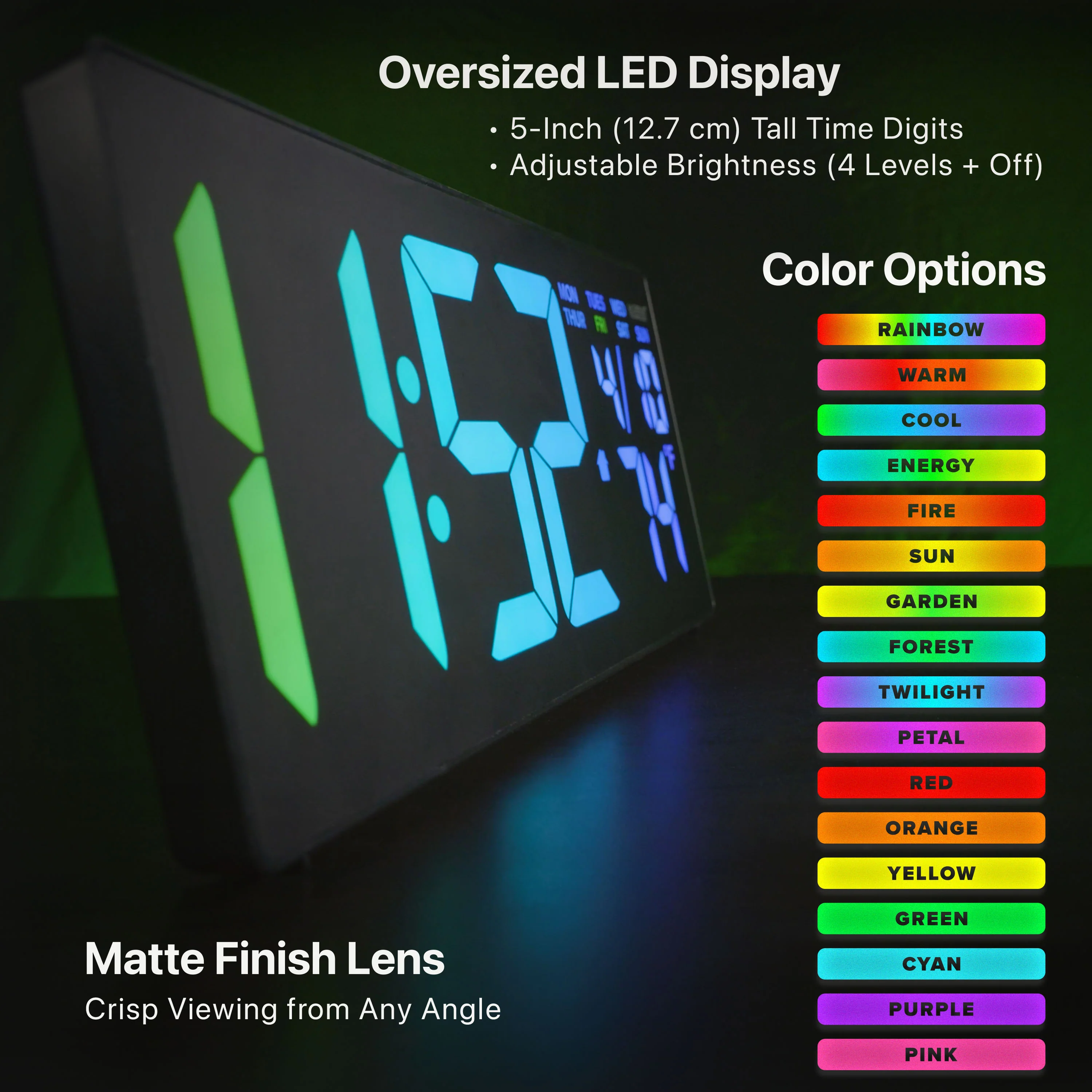 S69548 R.G.Bright LED Wall Clock with Outdoor Temperature and Underglow - Image 3
