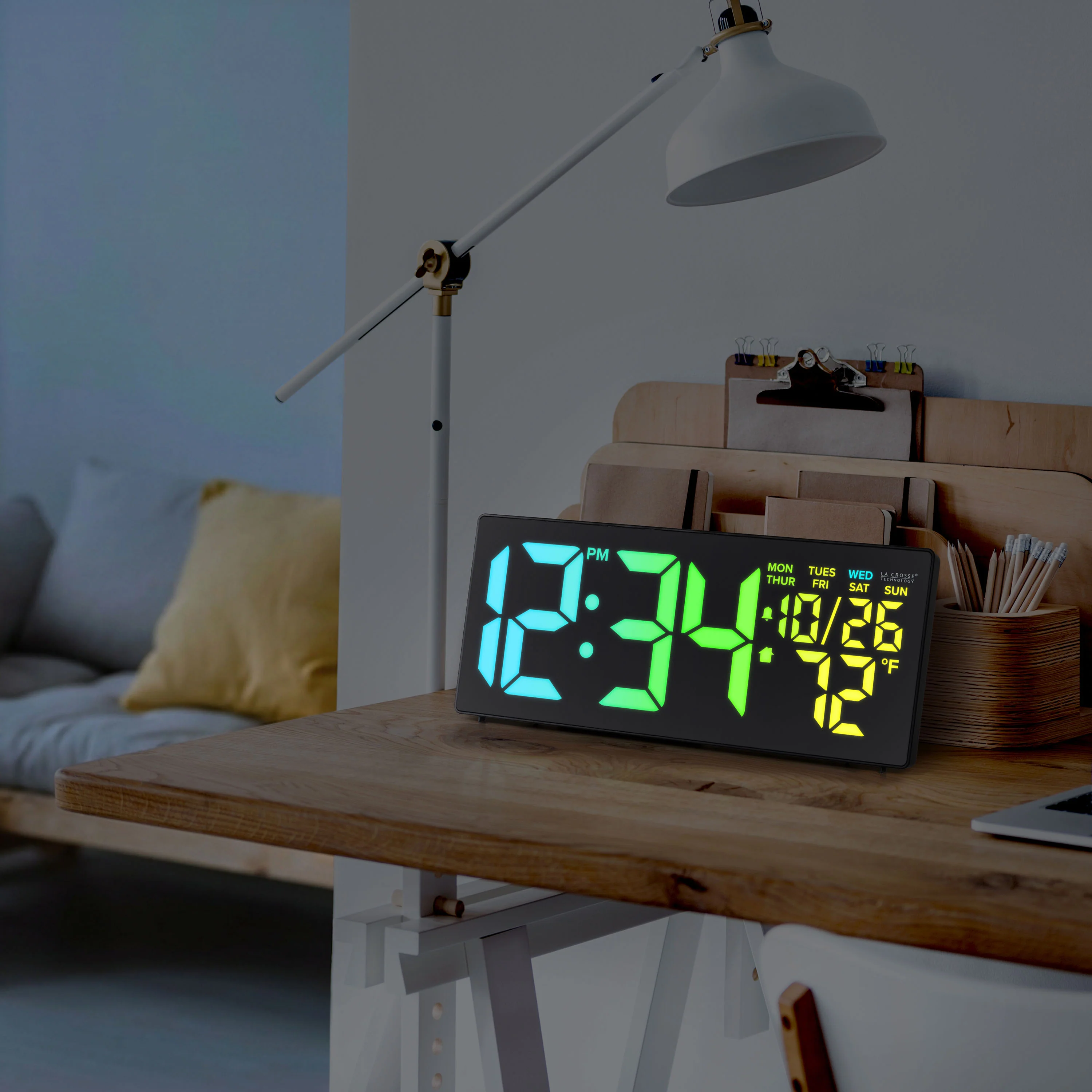 S69548 R.G.Bright LED Wall Clock with Outdoor Temperature and Underglow - Image 8