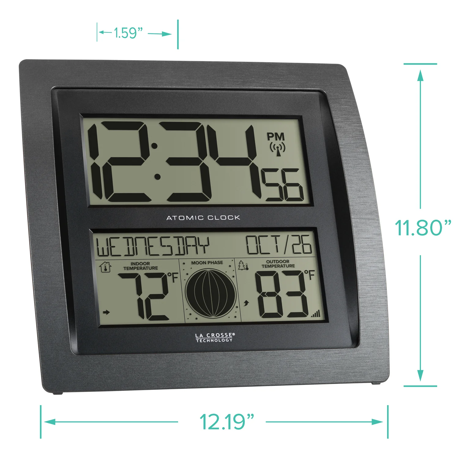 S74870 Curved Digital Atomic Wall Clock with Moon Phase - Image 7
