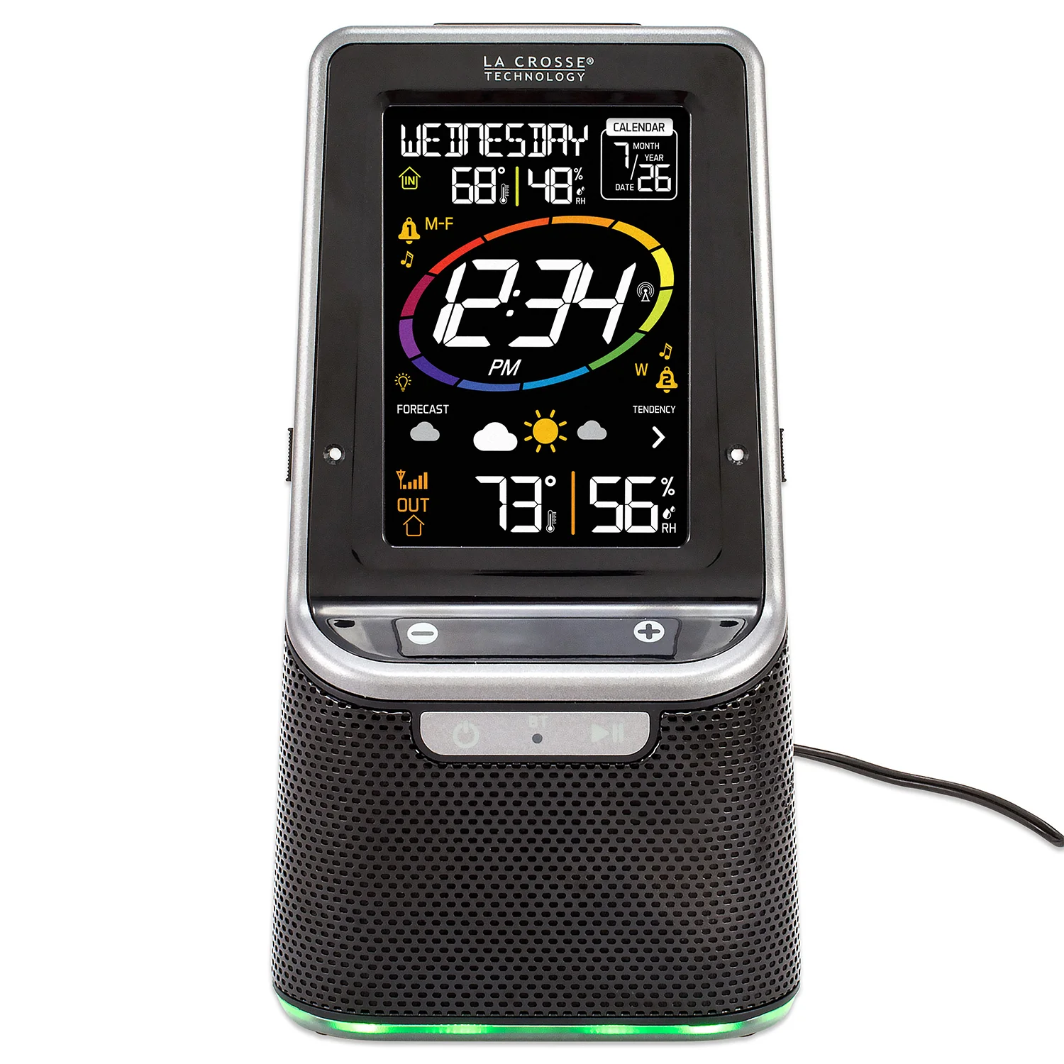 Wireless Weather Station with Bluetooth Speaker and Atomic Time and Date