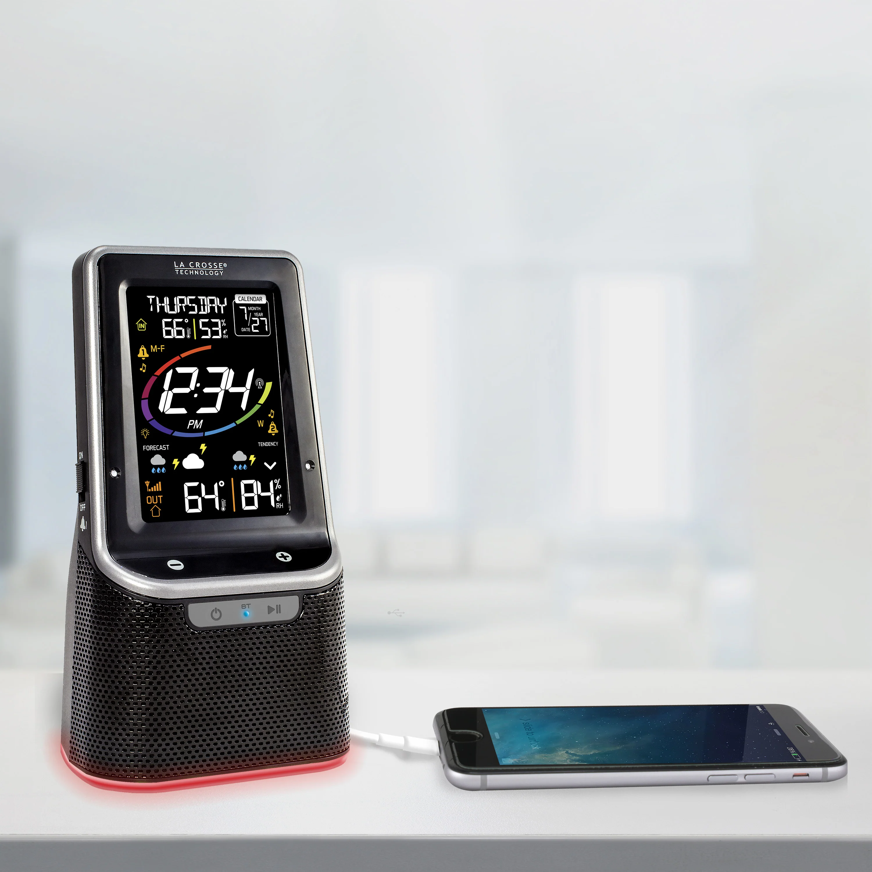 Wireless Weather Station with Bluetooth Speaker and Atomic Time and Date - Image 4