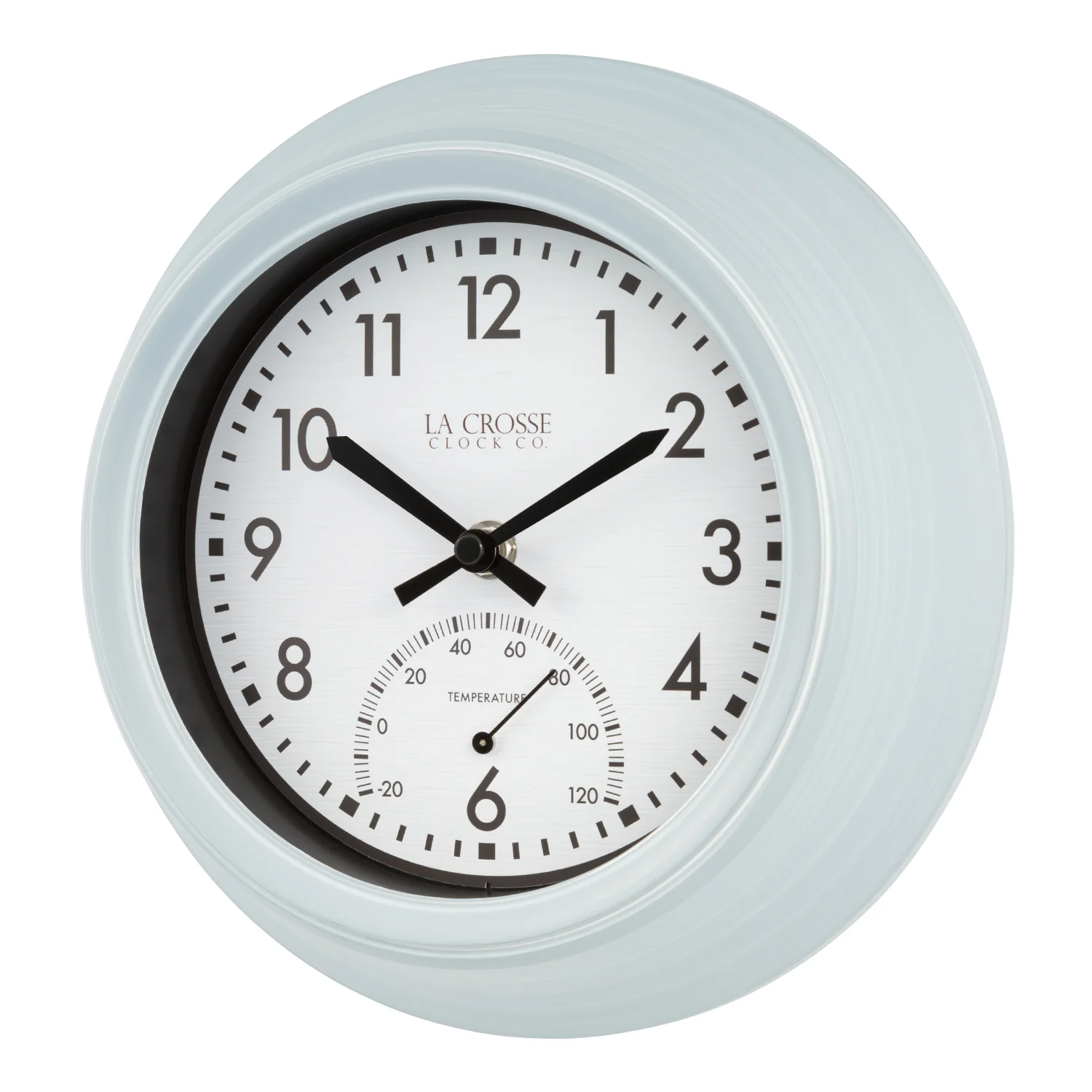 T82110 9-inch In/Outdoor Wall Clock with Temperature - Image 2