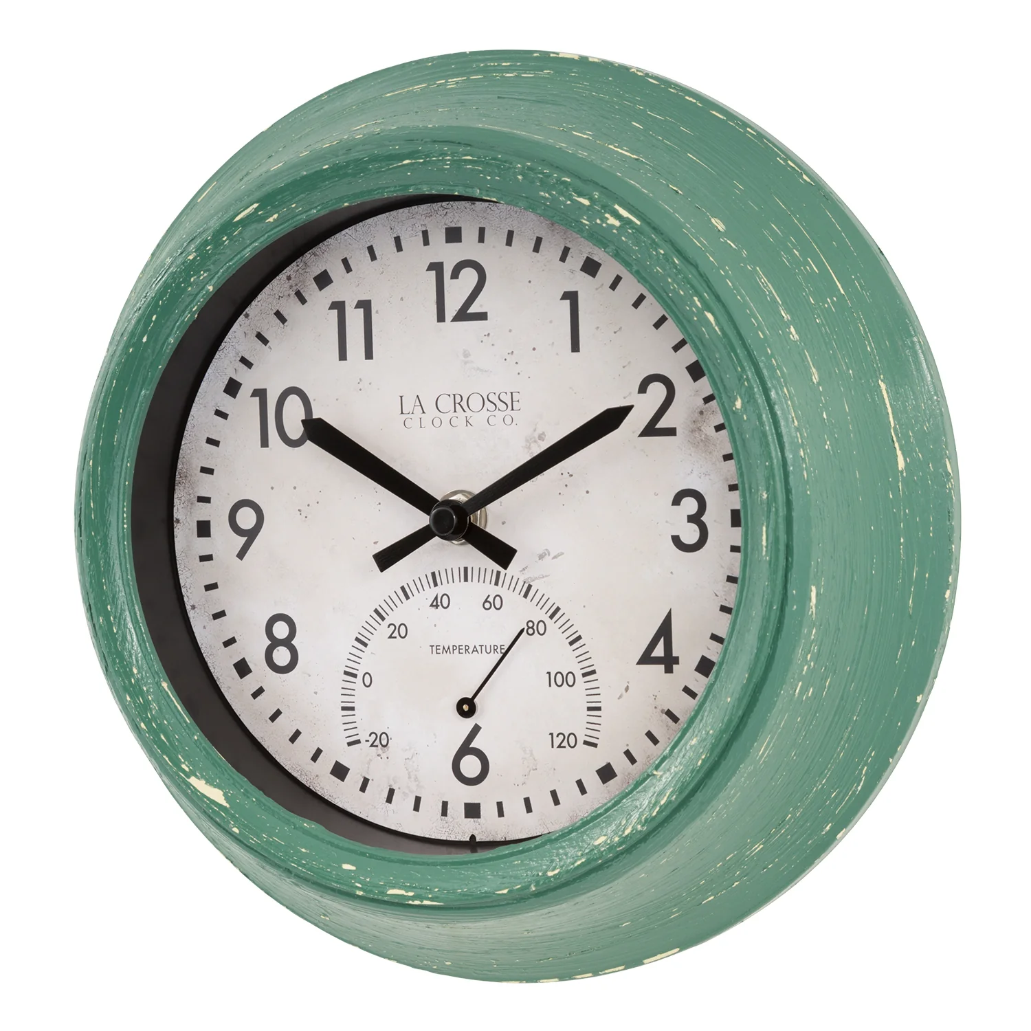 T82394 9 inch In/Outdoor Wall Clock with Temperature - Image 2