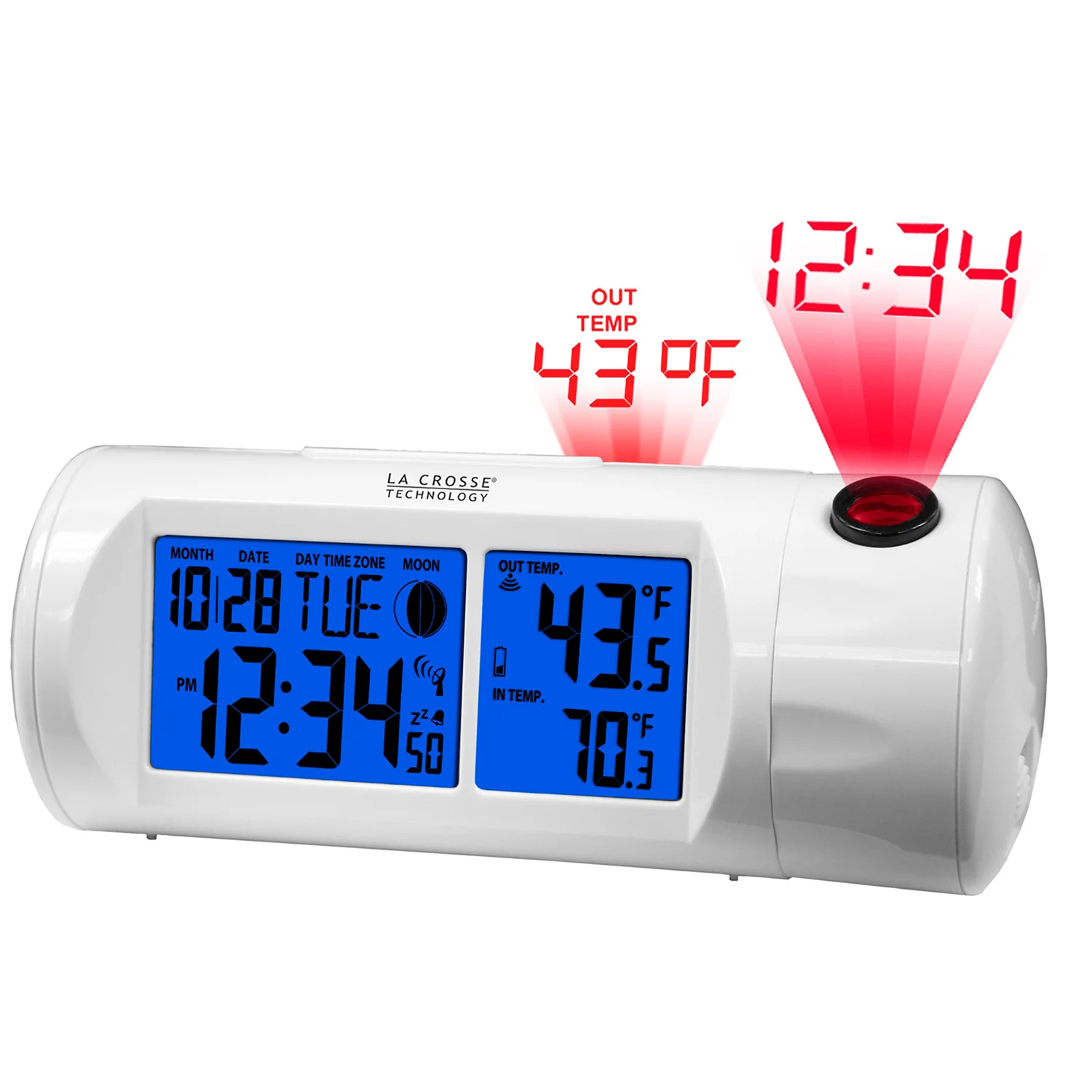 Projection Alarm Clock with Indoor/Outdoor Temperature - Image 3