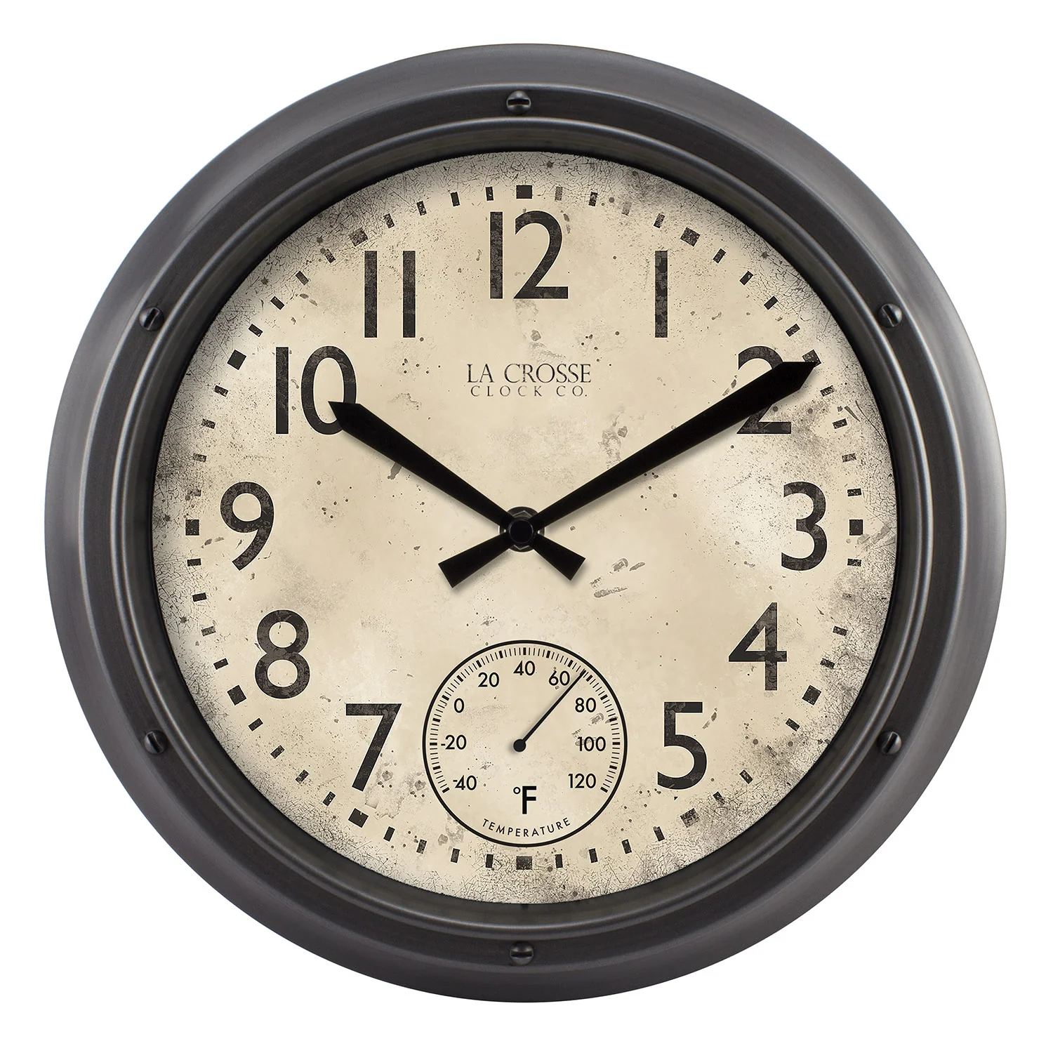 T84220 12 inch Indoor/Outdoor Wall Clock with Temperature
