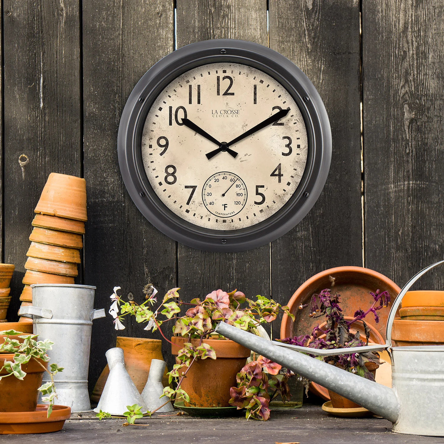 T84220 12 inch Indoor/Outdoor Wall Clock with Temperature - Image 4