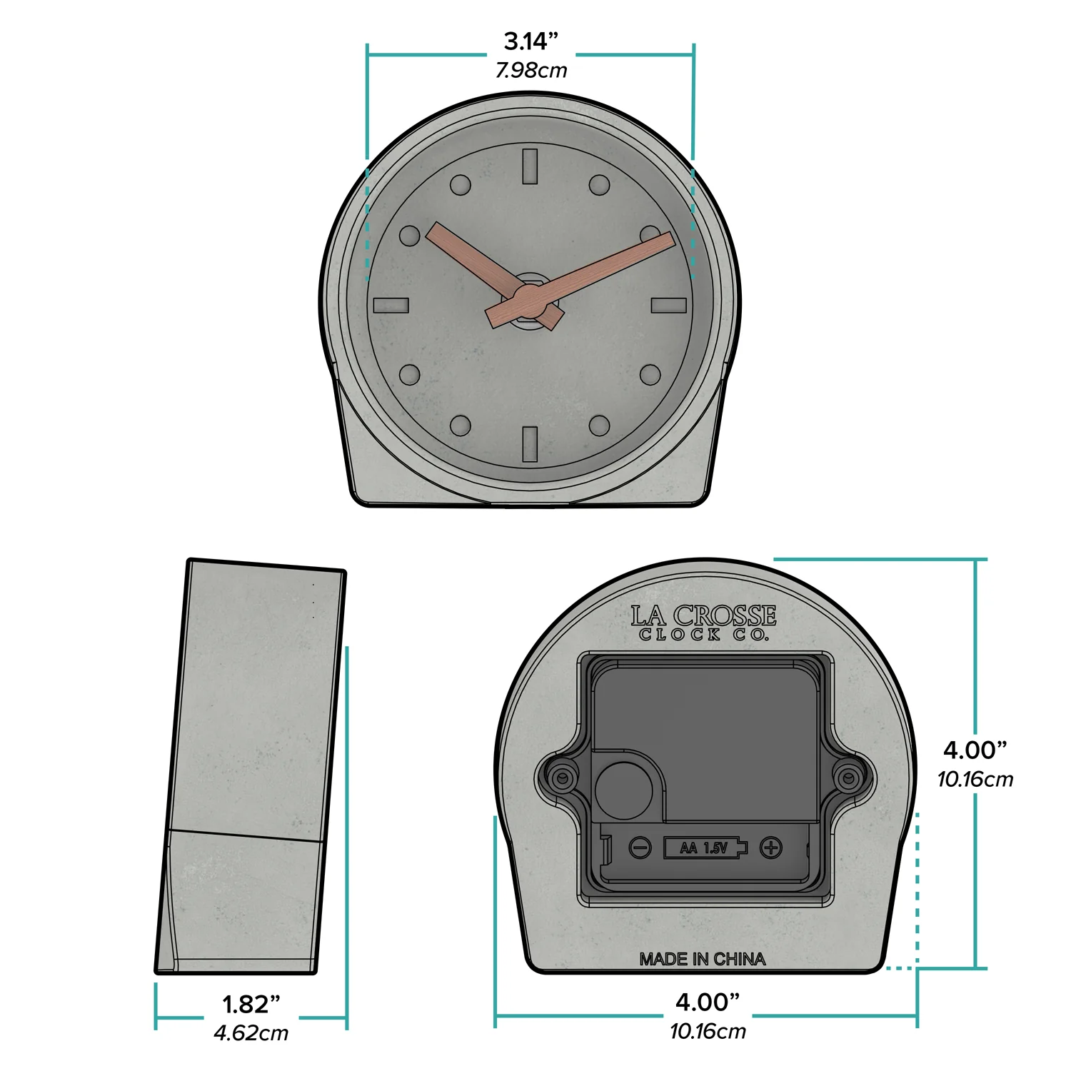 W72531 Cement Analog Tabletop Clock - Image 9