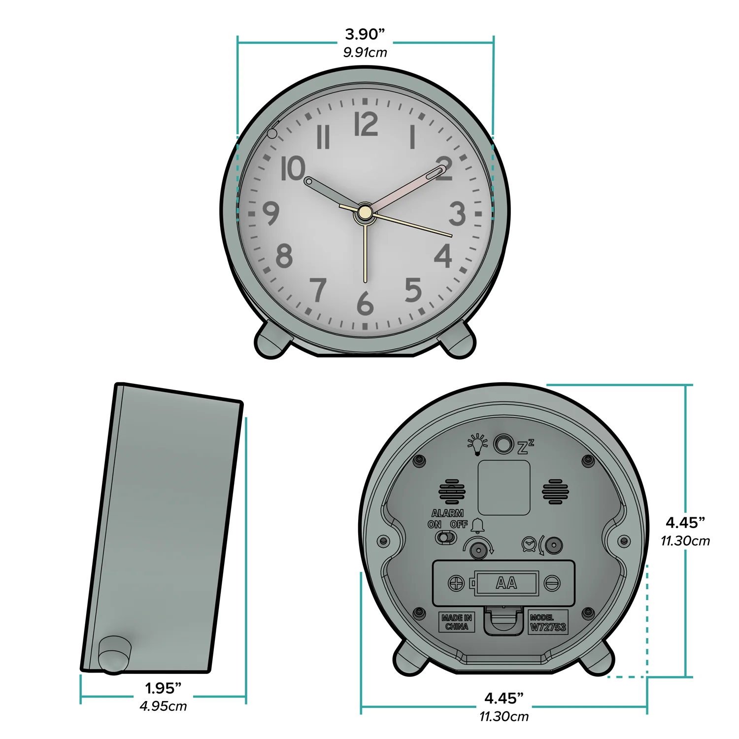 W72753 Mini Analog Alarm Clock - Image 7