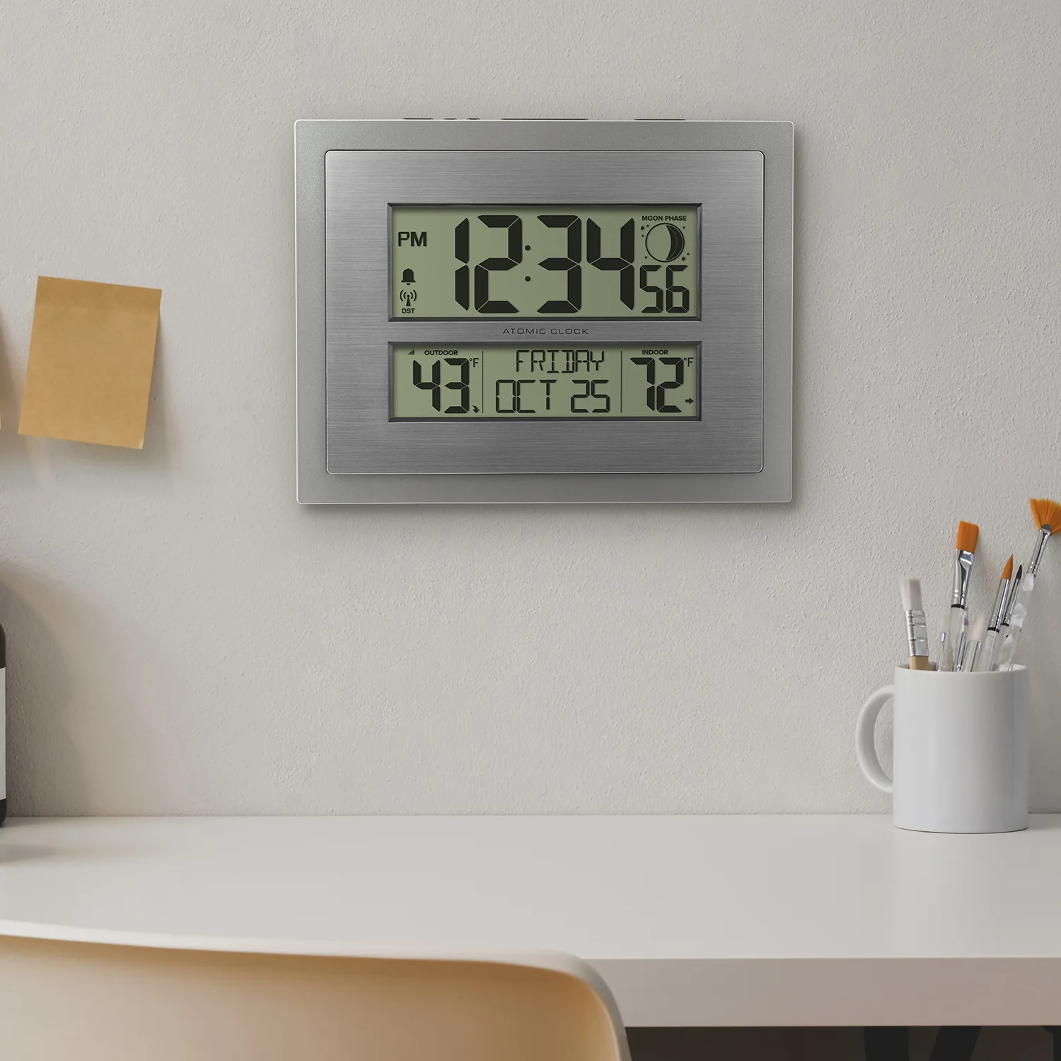 W79752 Silver Atomic Digital Clock - Image 3