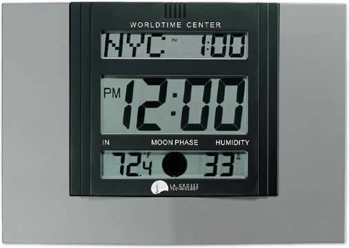 Atomic Wall Clock with Moon Phase and Indoor Temperature and Humidity