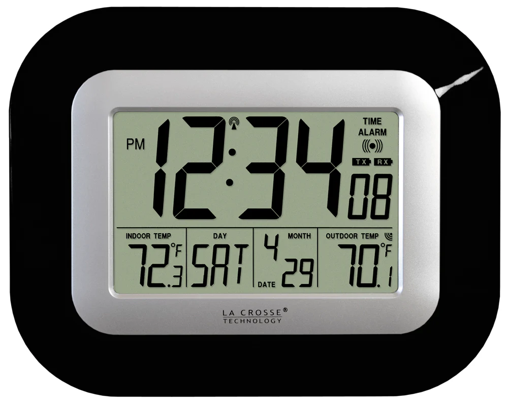 Atomic Digital Wall Clock with Indoor/Outdoor Temperature