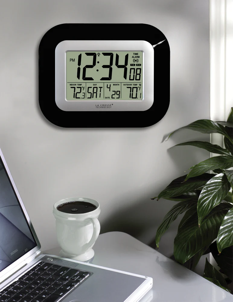 Atomic Digital Wall Clock with Indoor/Outdoor Temperature - Image 2