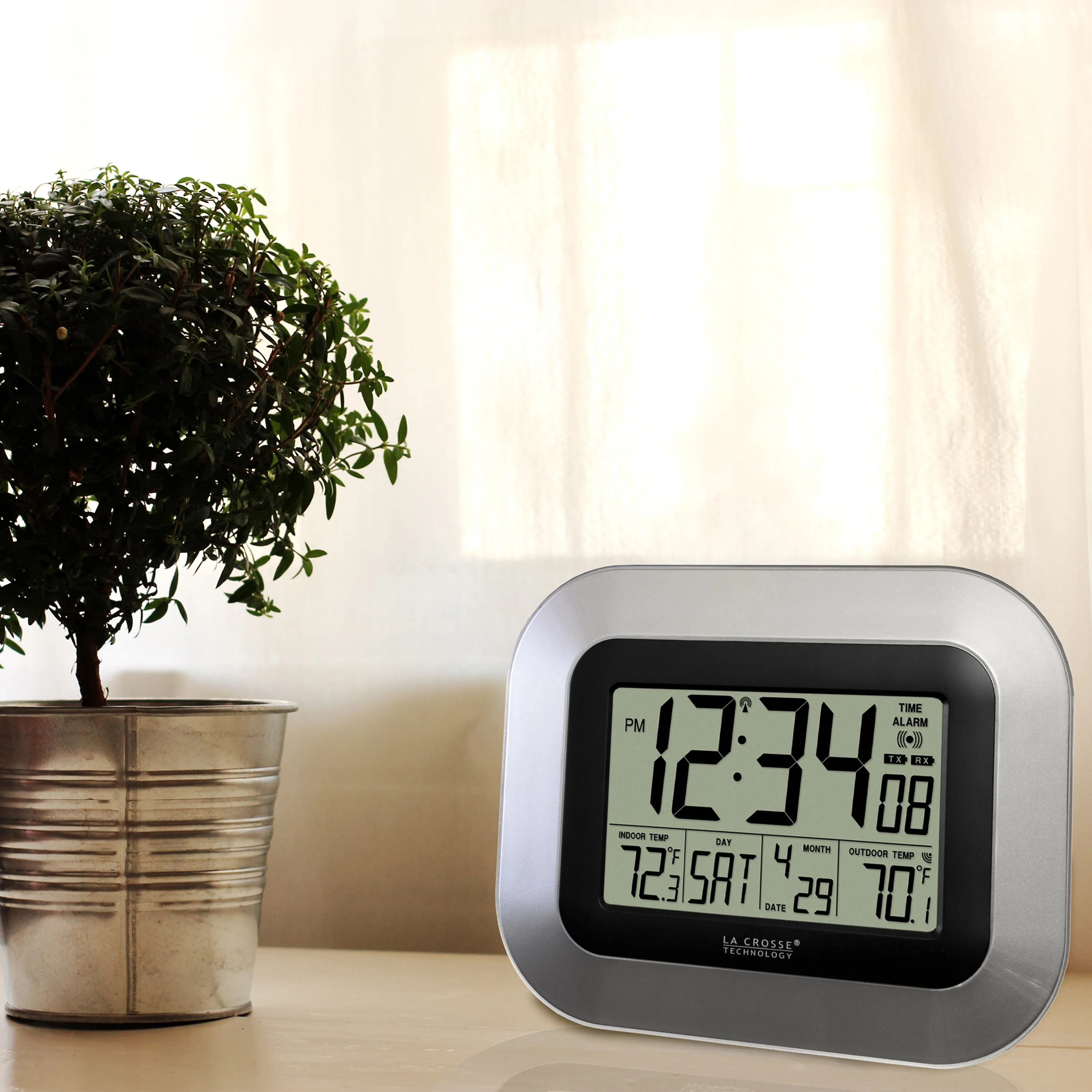 Atomic Digital Wall Clock with Indoor/Outdoor Temperature - Image 2