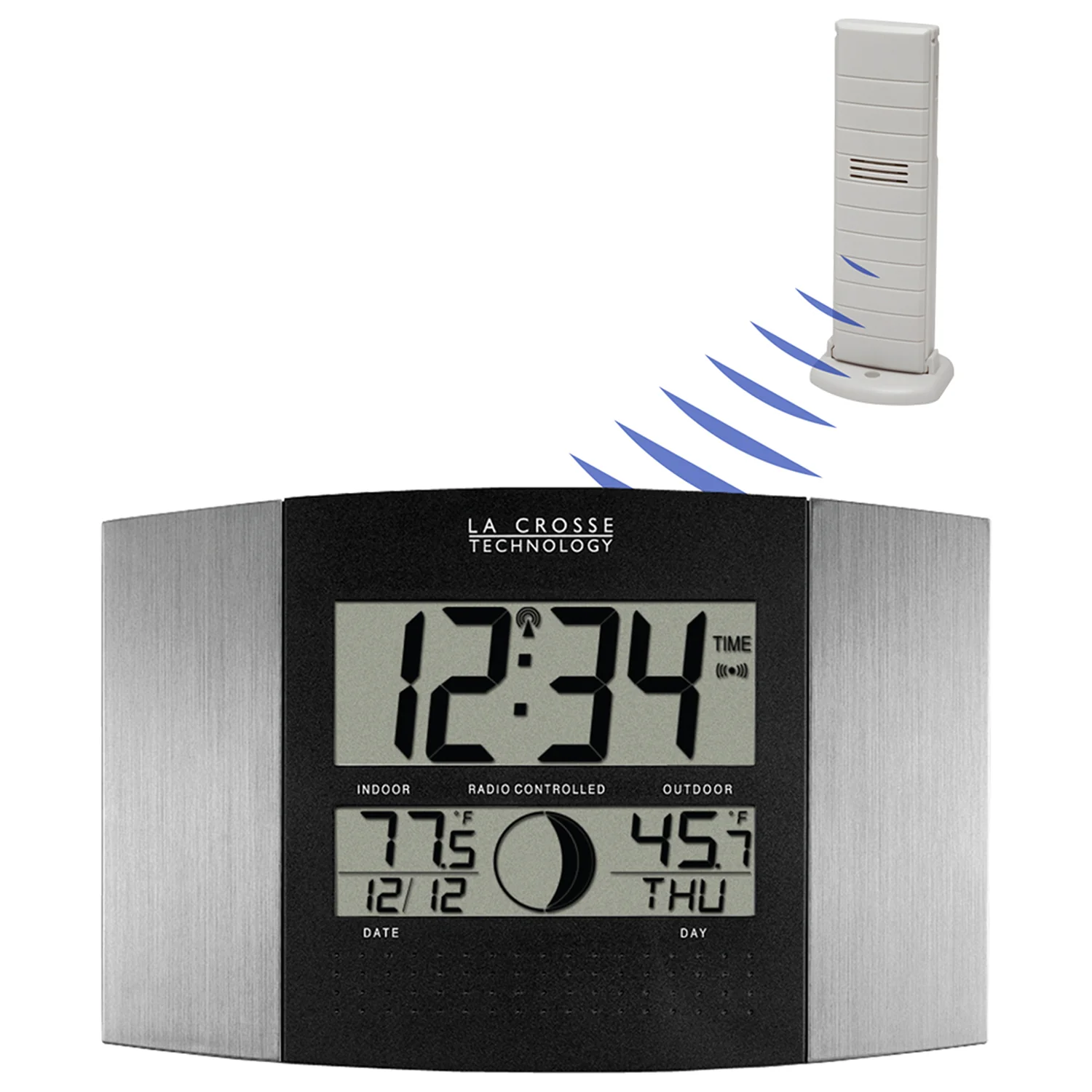 Atomic Digital Wall Clock with Moon Phase and Indoor/Outdoor Temperature - Image 2