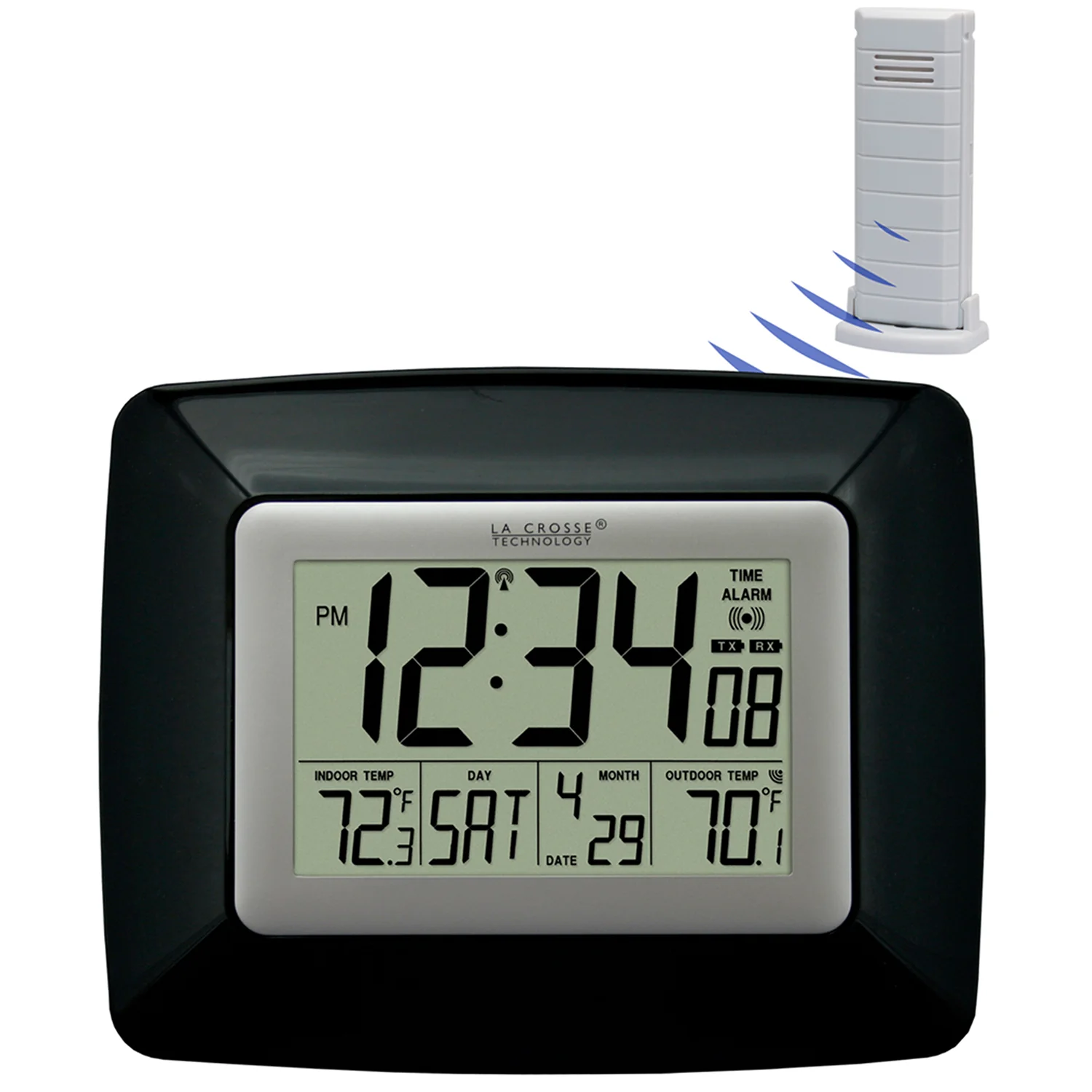 Atomic Digital Wall Clock  with Indoor/Outdoor Temperature - Image 2