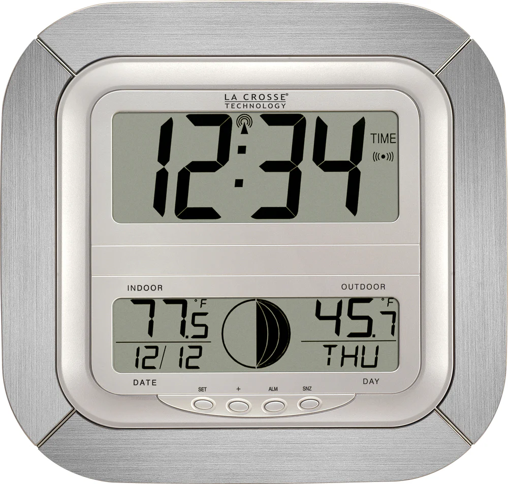 Atomic Digital Wall Clock with Moon Phase