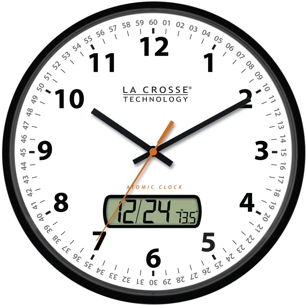 12 inch Atomic Wall Clock with Date Display - Image 2
