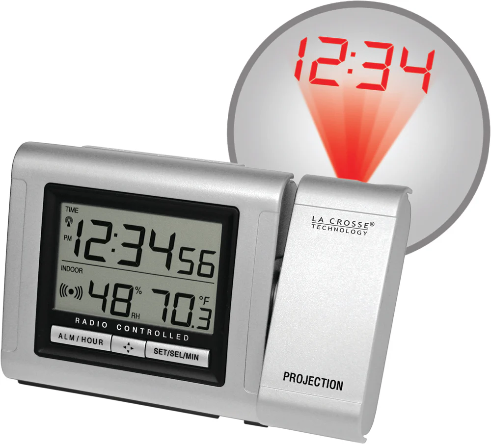 Projection Alarm Clock with Indoor Temperature and Humidity