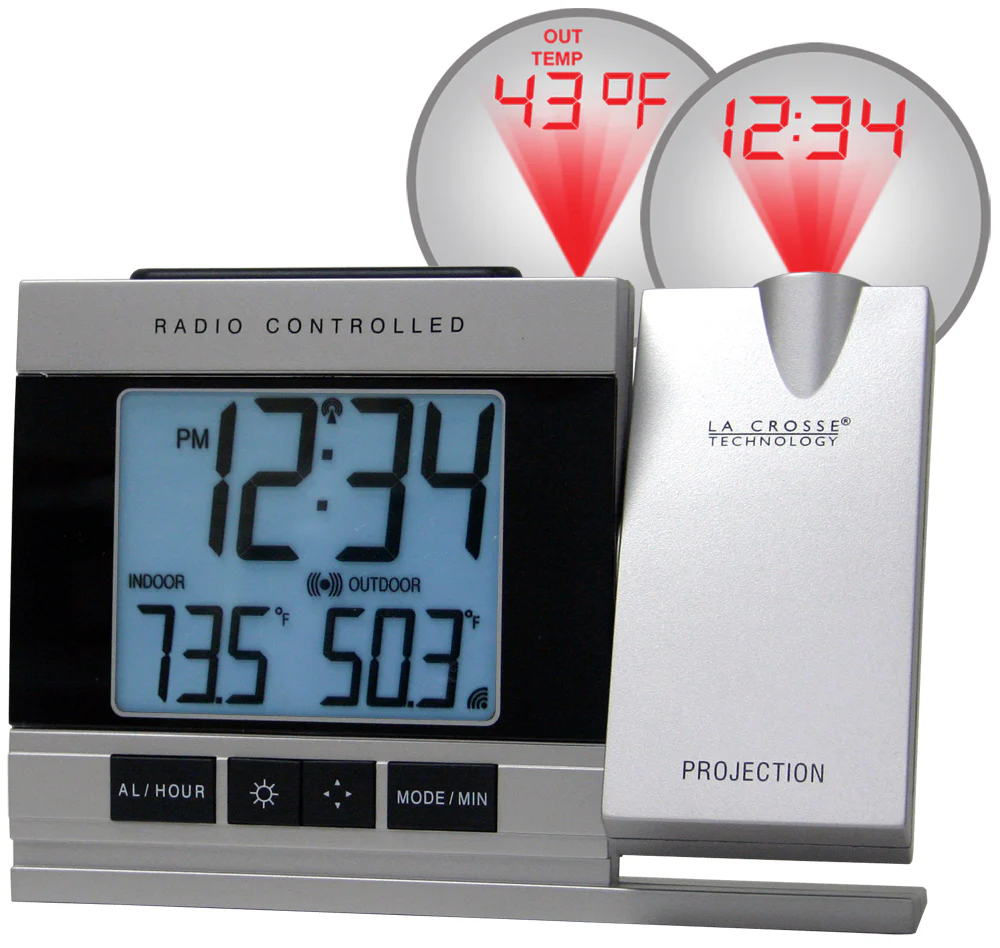 Projection Alarm Clock with Indoor/Outdoor Temperature