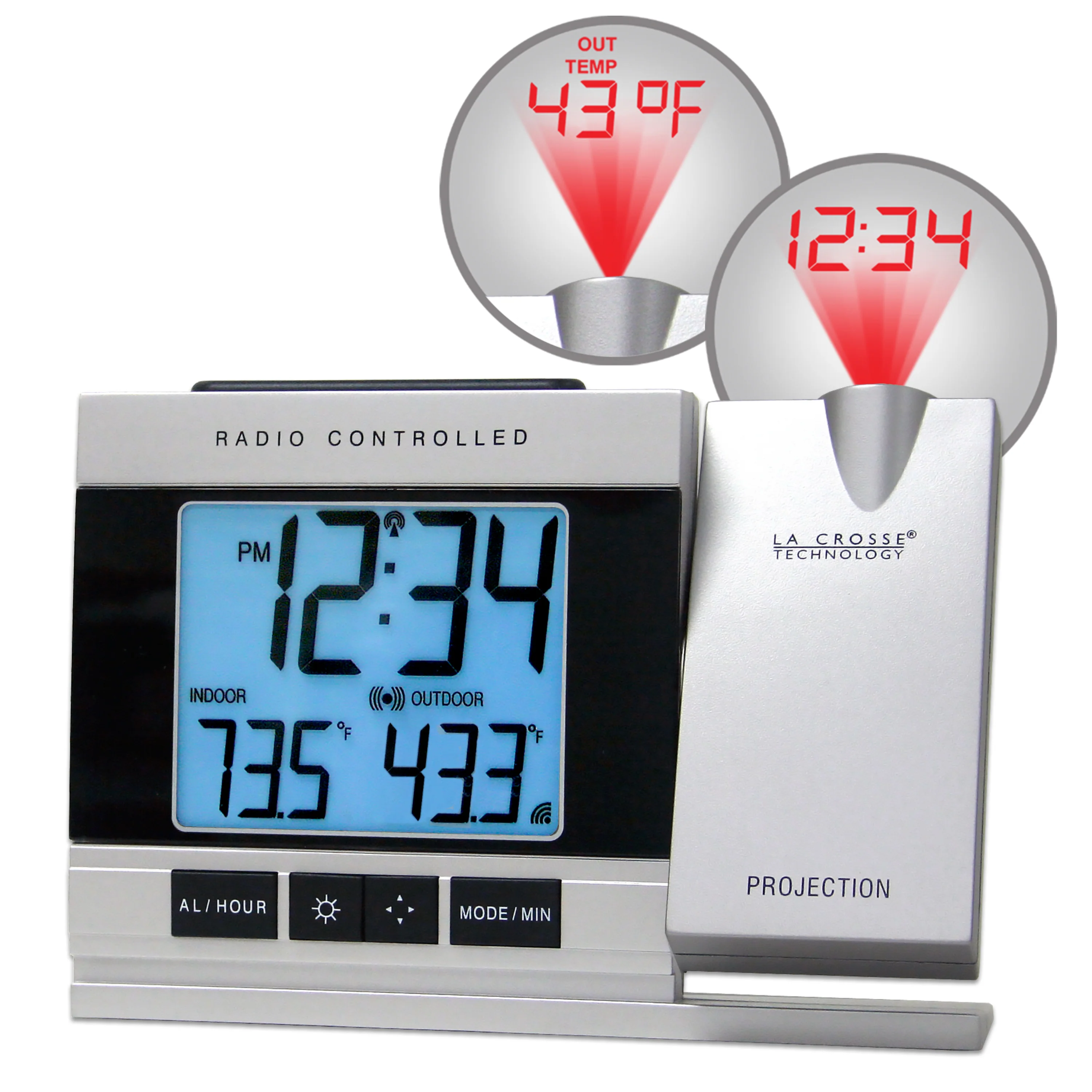 WT-5220U-ITV2 Projection Alarm Clock with Indoor/Outdoor Temperature - Image 7
