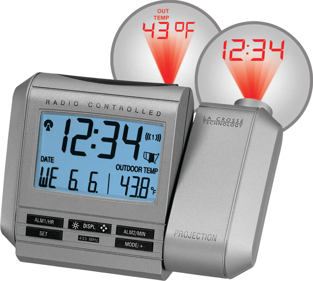 Projection Alarm Clock with Indoor/Outdoor Temperature