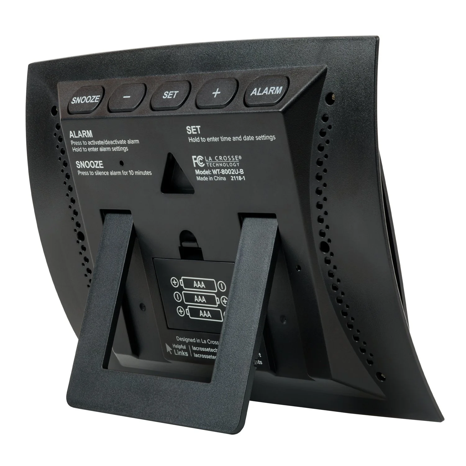 WT-8002UV2-B Digital Wall Clock with Indoor Temp and Calendar - Image 3