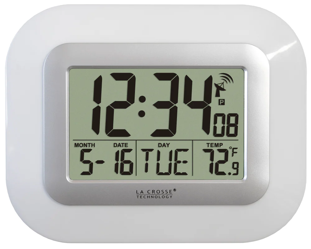 Atomic Digital Wall Clock with Indoor Temperature and Date